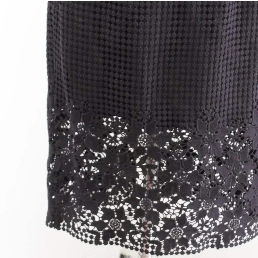 White House Black Market Black Chic Crochet Lace Whimsigoth Midi Dress Size 2 - Picture 6 of 11